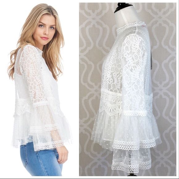 Fancy Lace Peplum Layering Top - Picture 7 of 8